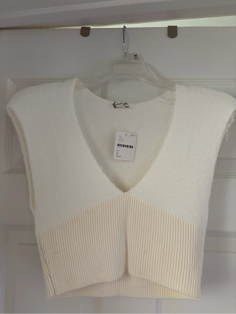 Cozy Cream V‑Neck Knit Vest - Women's Free People